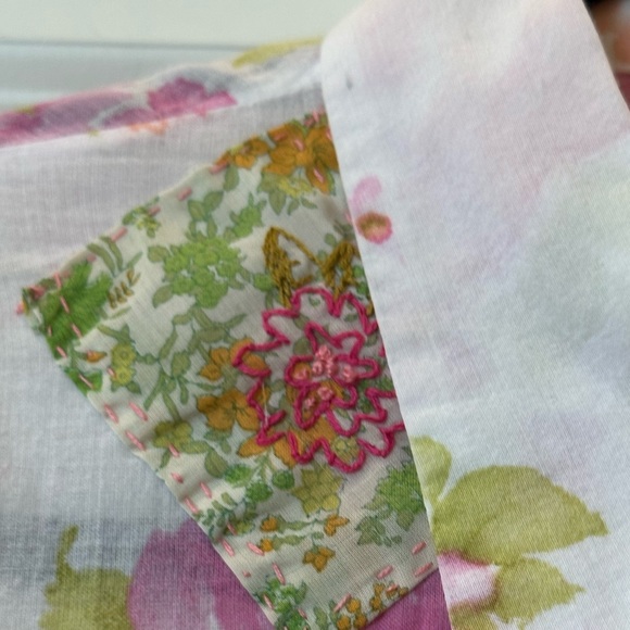 Floral Button Front Blouse Upcycled With Vintage Patches, Embroidery Small - Picture 6 of 13